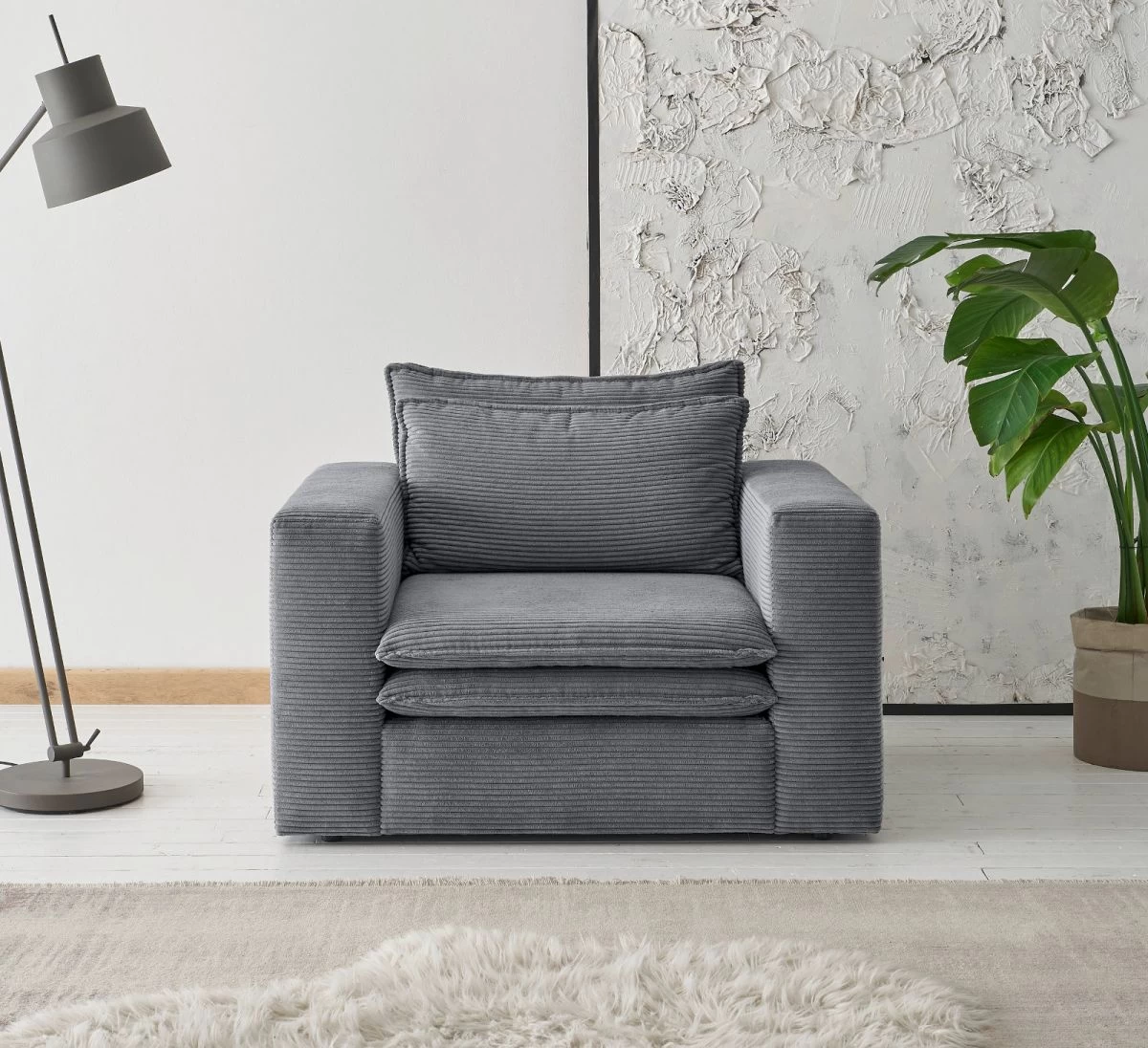 Sessel "Pesaro" In Grau Cord Loungesessel 110 Cm 6 Sessel "Pesaro" In Grau Cord Loungesessel 110 Cm – Bild 4