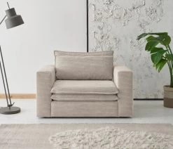 Loveseat Sessel "Pesaro" In Beige Cord Loungesessel 125 Cm -Wohnwelt Verkauf 9873 4