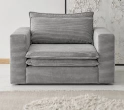 Loveseat Sessel "Pesaro" In Hellgrau Cord Loungesessel 125 Cm