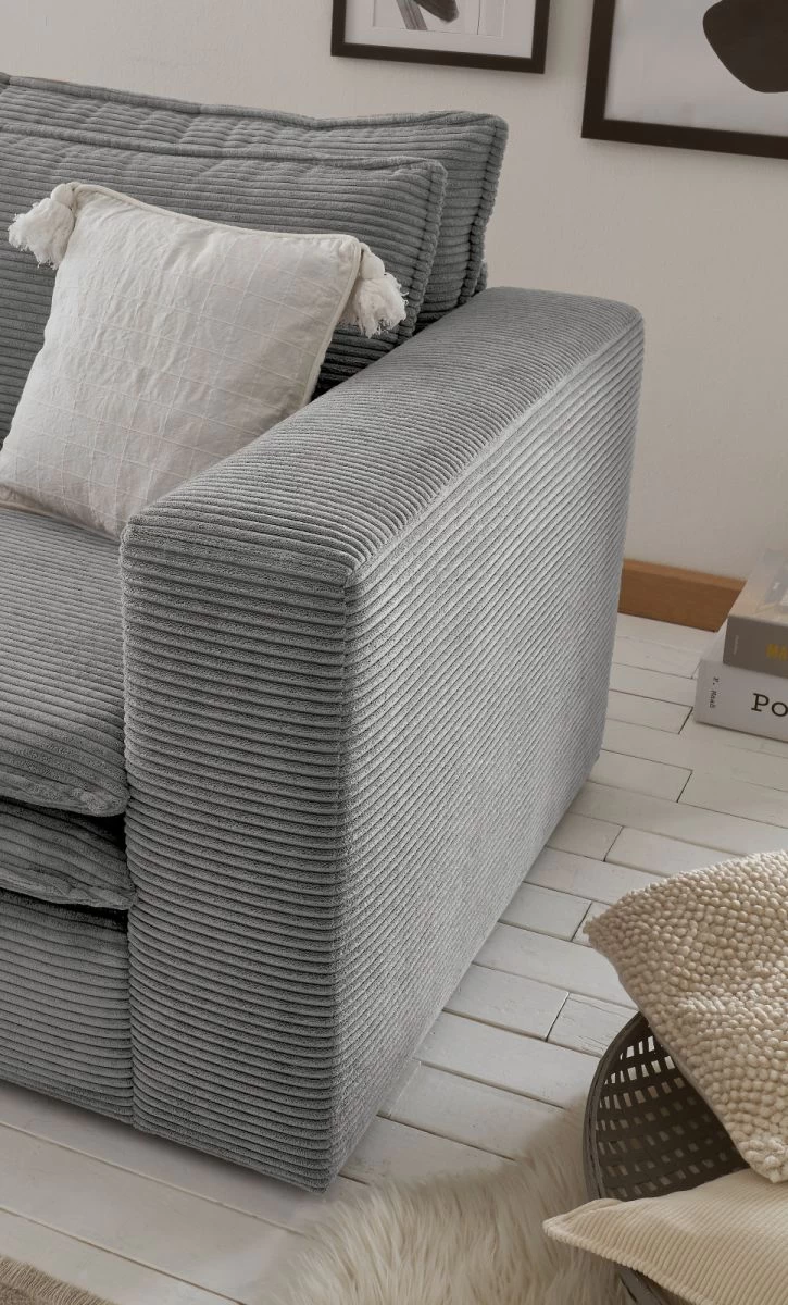 Loveseat Sessel "Pesaro" In Hellgrau Cord Loungesessel 125 Cm 4 Loveseat Sessel "Pesaro" In Hellgrau Cord Loungesessel 125 Cm – Bild 2