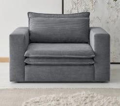 Loveseat Sessel "Pesaro" In Grau Cord Loungesessel 125 Cm