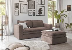 Sofa Set "Pesaro" In Braun Cord Couch 2-Sitzer Inklusive Hocker -Wohnwelt Verkauf 9876 4