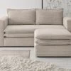 Sofa Set "Pesaro" In Beige Cord Couch 2-Sitzer Inklusive Hocker -Wohnwelt Verkauf 9877 1