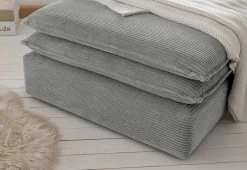 Sofa Set "Pesaro" In Hellgrau Cord Couch 2-Sitzer Inklusive Hocker -Wohnwelt Verkauf 9878 3