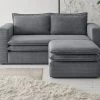 Sofa Set "Pesaro" In Grau Cord Couch 2-Sitzer Inklusive Hocker 2 Sofa Set "Pesaro" In Grau Cord Couch 2-Sitzer Inklusive Hocker -Wohnwelt Verkauf 9879 1