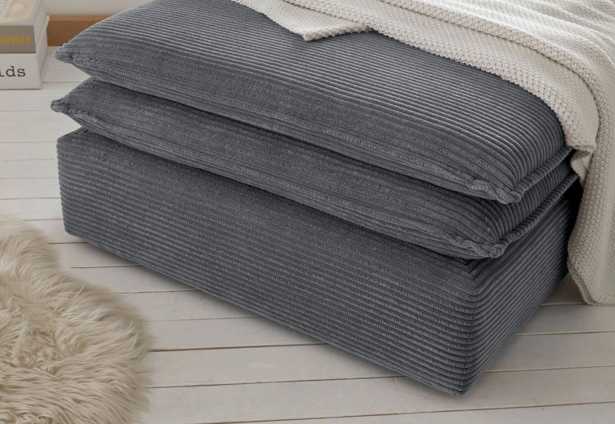 Sofa Set "Pesaro" In Grau Cord Couch 2-Sitzer Inklusive Hocker 5 Sofa Set "Pesaro" In Grau Cord Couch 2-Sitzer Inklusive Hocker – Bild 3