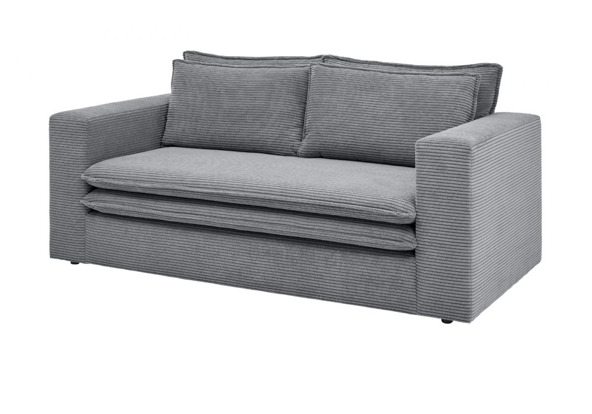 Sofa Set "Pesaro" In Grau Cord Couch 2-Sitzer Inklusive Hocker 9 Sofa Set "Pesaro" In Grau Cord Couch 2-Sitzer Inklusive Hocker – Bild 7