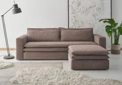 Sofa Set "Pesaro" In Braun Cord Couch 3-Sitzer Mit Bettfunktion Inklusive Hocker -Wohnwelt Verkauf 9880 5