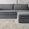 Sofa Set "Pesaro" In Grau Cord Couch 3-Sitzer Mit Bettfunktion Inklusive Hocker -Wohnwelt Verkauf 9883 1