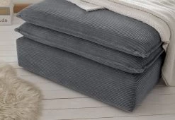 Sofa Set "Pesaro" In Grau Cord Couch 3-Sitzer Mit Bettfunktion Inklusive Hocker 14 Sofa Set "Pesaro" In Grau Cord Couch 3-Sitzer Mit Bettfunktion Inklusive Hocker -Wohnwelt Verkauf 9883 3