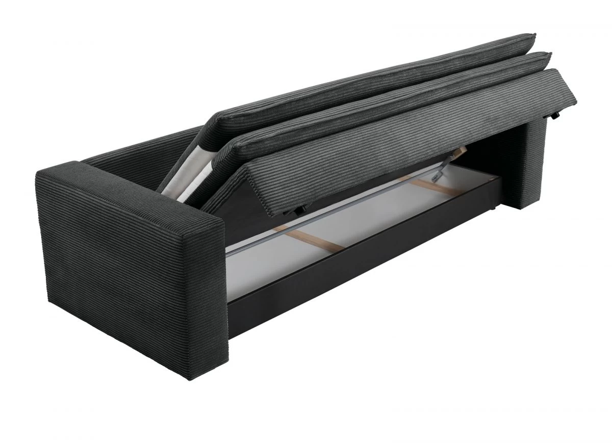 Sofa Set "Pesaro" In Grau Cord Couch 3-Sitzer Mit Bettfunktion Inklusive Hocker 9 Sofa Set "Pesaro" In Grau Cord Couch 3-Sitzer Mit Bettfunktion Inklusive Hocker – Bild 7