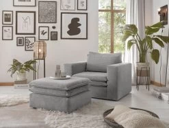 Sessel Set "Pesaro" In Hellgrau Cord Couch Loungesessel Inklusive Hocker 15 Sessel Set "Pesaro" In Hellgrau Cord Couch Loungesessel Inklusive Hocker -Wohnwelt Verkauf 9890 4
