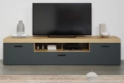 TV-Lowboard "Tyler" In Grau Und Evoke Eiche XL TV Unterteil 230 X 52 Cm