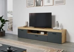 TV-Lowboard "Tyler" In Grau Und Evoke Eiche XL TV Unterteil 230 X 52 Cm -Wohnwelt Verkauf 9892 3