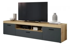 TV-Lowboard "Tyler" In Grau Und Evoke Eiche XL TV Unterteil 230 X 52 Cm -Wohnwelt Verkauf 9892 7