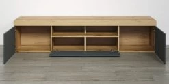 TV-Lowboard "Tyler" In Grau Und Evoke Eiche XL TV Unterteil 230 X 52 Cm -Wohnwelt Verkauf 9892 8