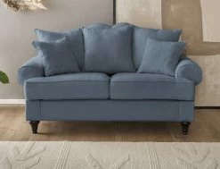 Sofa "Adelina" In Blau Landhaus Couch 2-Sitzer 170 Cm