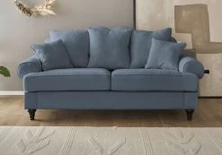 Sofa "Adelina" In Blau Landhaus Couch 3-Sitzer 200 Cm