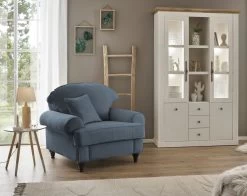 Sessel "Adelina" In Blau Landhaus Loungesessel 110 Cm -Wohnwelt Verkauf 9916 4