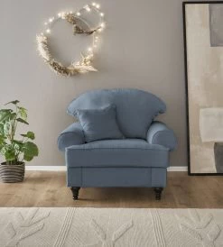 Sessel "Adelina" In Blau Landhaus Loungesessel 110 Cm -Wohnwelt Verkauf 9916 5