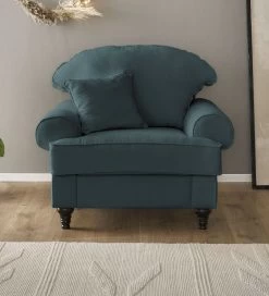 Sessel "Adelina" In Blaugrün Landhaus Loungesessel 110 Cm