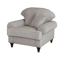 Sessel "Adelina" In Hellgrau Landhaus Loungesessel 110 Cm -Wohnwelt Verkauf 9919 6