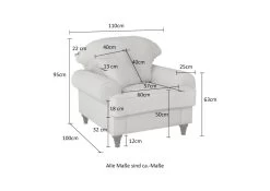 Sessel "Adelina" In Hellgrau Landhaus Loungesessel 110 Cm -Wohnwelt Verkauf 9919 9