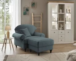Sessel Set "Adelina" In Grau Landhaus Loungesessel Inklusive Hocker -Wohnwelt Verkauf 9920 5