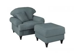 Sessel Set "Adelina" In Grau Landhaus Loungesessel Inklusive Hocker -Wohnwelt Verkauf 9920 7