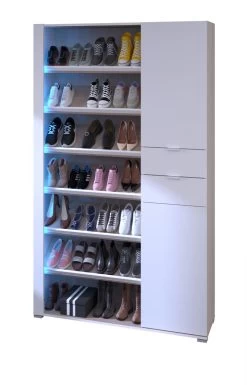 Schuhschrank "Shoesing" In Weiß Mit Eiche Schuhregal Inklusive LED Beleuchtung 110 X 186 Cm -Wohnwelt Verkauf 9925 3