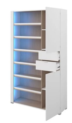 Schuhschrank "Shoesing" In Weiß Mit Eiche Schuhregal Inklusive LED Beleuchtung 110 X 186 Cm -Wohnwelt Verkauf 9925 5