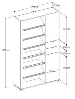 Schuhschrank "Shoesing" In Weiß Mit Eiche Schuhregal Inklusive LED Beleuchtung 110 X 186 Cm -Wohnwelt Verkauf 9925 6