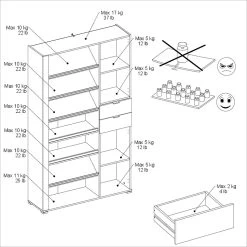 Schuhschrank "Shoesing" In Weiß Mit Eiche Schuhregal Inklusive LED Beleuchtung 110 X 186 Cm -Wohnwelt Verkauf 9925 8
